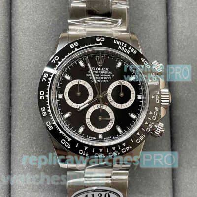Clean Factory Replica Rolex Daytona Black Dial Black Ceramic Bezel Swiss 4130 Watch